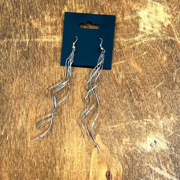 Silver plated multi spiral modern dangle earrings - Picture 1 of 6